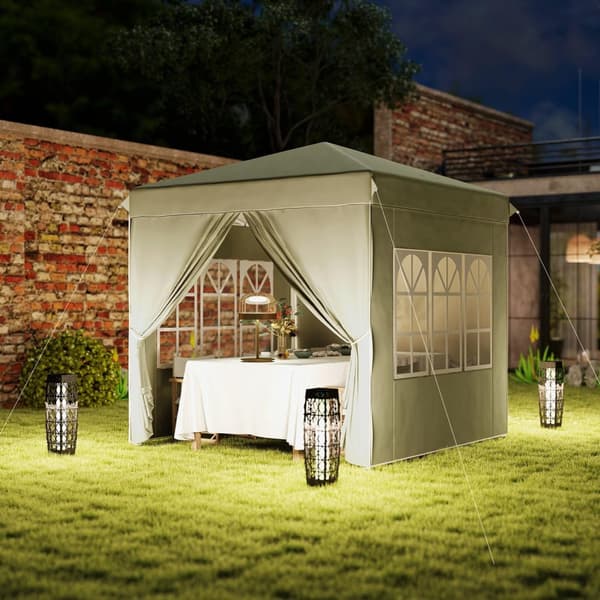 Rootz Pop Up Gazebo Telt - Garden Pavilion - Foldbar baldakin - UPF50+ UV -beskyttelse - 248L x 248W X 270H CM - Grøn