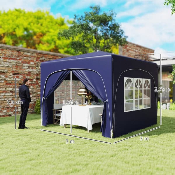 Rootz Pop -Up Gazebo - Garden Telt - Festival Shelter - UPF50+ Suojaus - 300 cm x 300cm x 273cm - helppo asennus ja kannettava kantolaukun kanssa