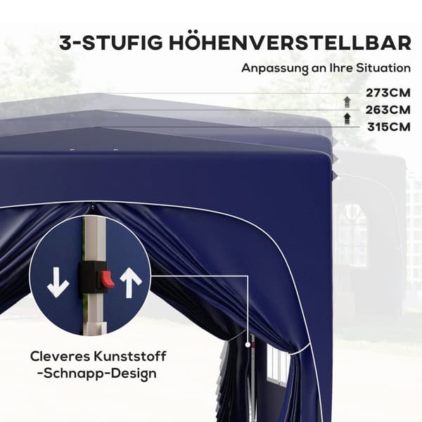 Rootz Pop -Up Gazebo - Garden Telt - Festival Shelter - UPF50+ Suojaus - 300 cm x 300cm x 273cm - helppo asennus ja kannettava kantolaukun kanssa