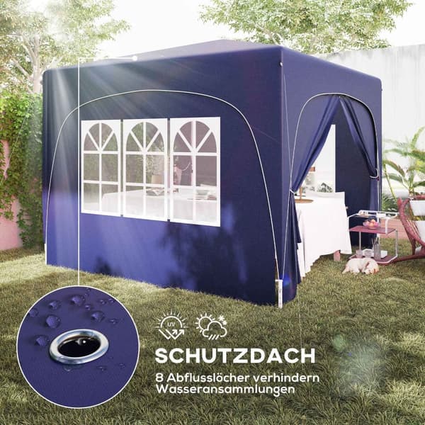 Rootz Pop -Up Gazebo - Garden Telt - Festival Shelter - UPF50+ Suojaus - 300 cm x 300cm x 273cm - helppo asennus ja kannettava kantolaukun kanssa