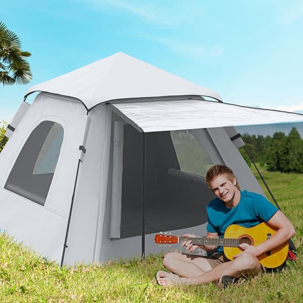 Rootz Campingtelt med veranda - pop -up telt - Familietelt - Vandtæt og ventileret - 210 cm x 210 cm x 150 cm