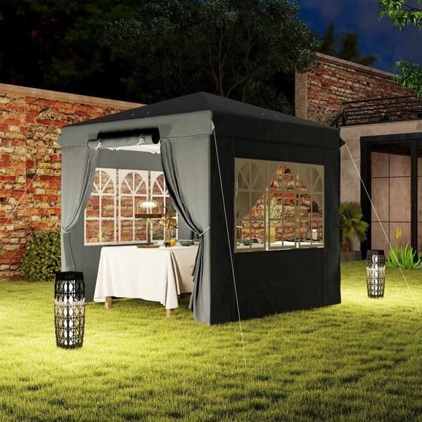 Rootz Pop Up Gazebo - Puutarhateltta - Ulkopaviljonki - UPF50+ UV -suoja - tummanharmaa - 250L x 250W x 268H cm