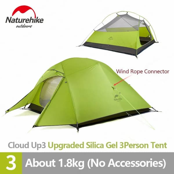 Naturehike Cloud Up Telt, Letvægtsdesign, Vandtæt Beskyttelse,UP3 20D-Lys Grøn