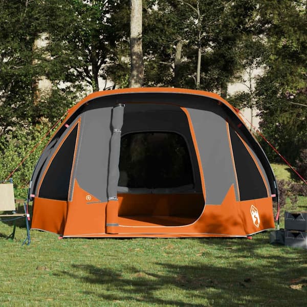 vidaXL Familjetält 6 personer cabin grå och orange vattentätt