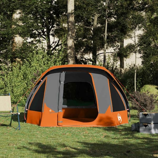 vidaXL 4-personers campingtelt vandtæt grå og orange