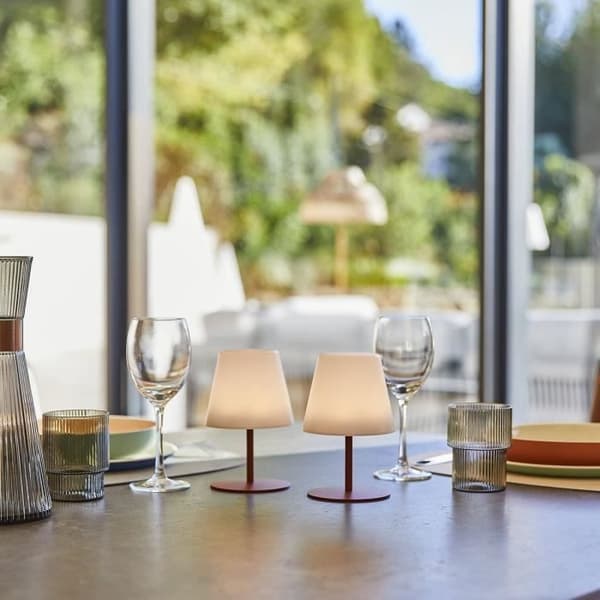 Set med 2 sladdlösa bordslampor - LUMISKY - TWINS - Terrakotta - H16 cm - LED