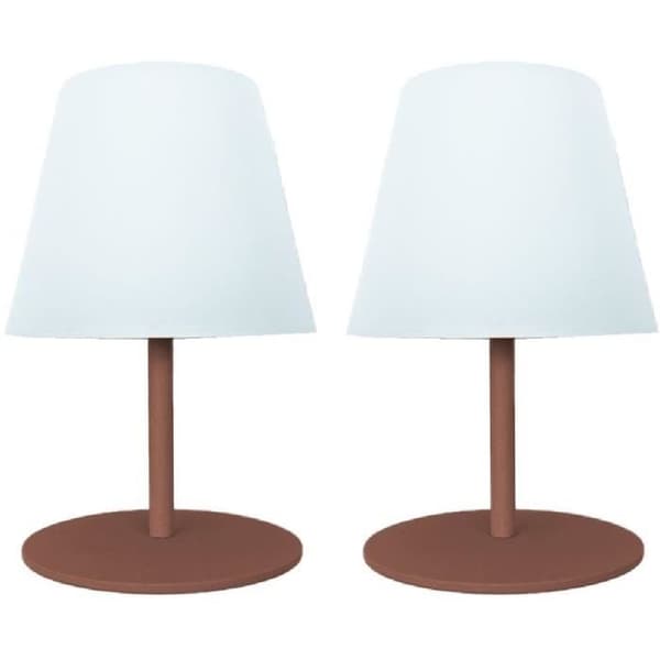 Set med 2 sladdlösa bordslampor - LUMISKY - TWINS - Terrakotta - H16 cm - LED