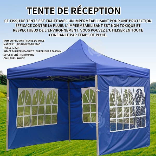 INN Utetält 210D Oxford Tyg Roman Fönster 6x2M Vattentätt och regntätt Vikbart Transparent Oxford Tyg Blå