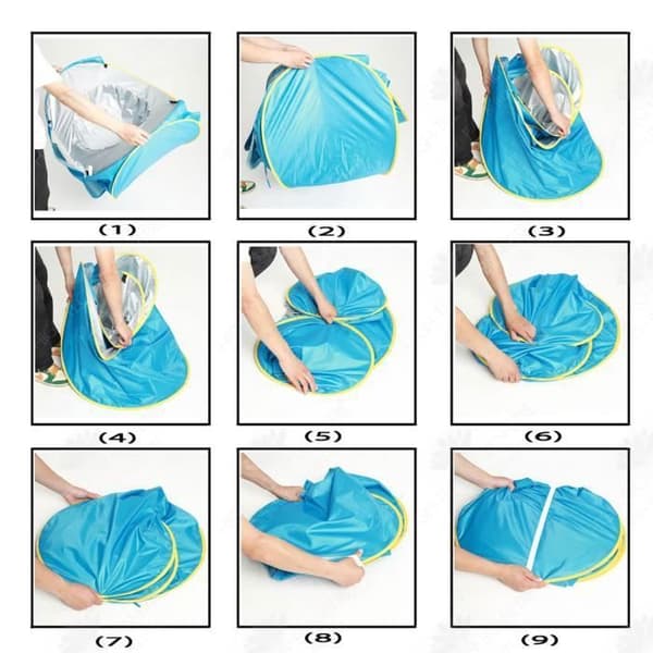 Vikbart anti-UV babystrandtält med förvaring och snabböppning - HTBE®