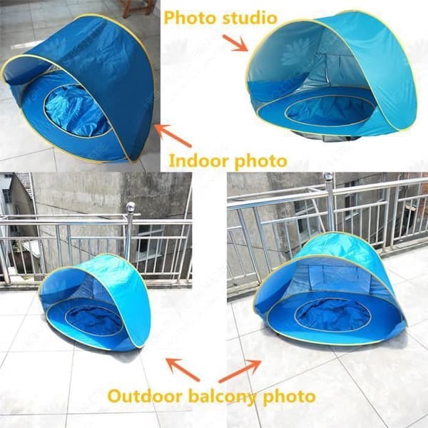 Vikbart anti-UV babystrandtält med förvaring och snabböppning - HTBE®