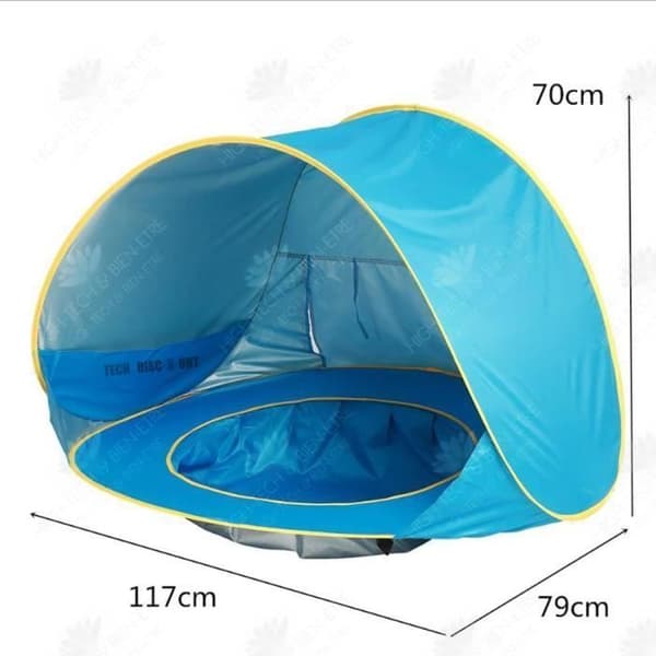 Vikbart anti-UV babystrandtält med förvaring och snabböppning - HTBE®