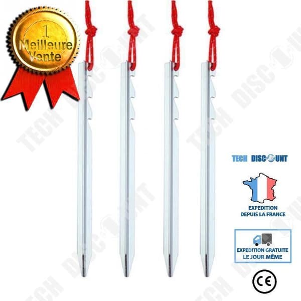 TD® 4-delat set 18 cm tältpinnar - Tjocka campingpinnar Monterade legeringstälttillbehör Vit