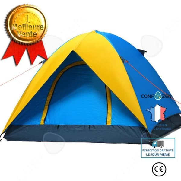 CONFO® Campingtält Utomhuscamping Lätt Vikt Vindtät 4 Person Dubbeldäck Solskydd Lakeside Coated