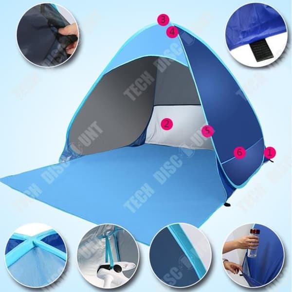 TD® strandtält 2 sekunder helautomatisk fribyggd hastighet Open Beach Conical Oxford Cloth Shade Tält