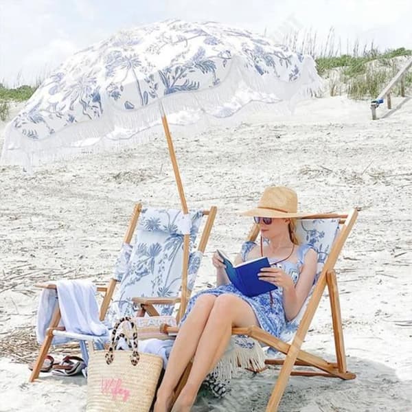 TD® Outdoor Beach Tassel Paraply med solskydd och vattenavvisande Seaside Wavy Leisure Garden Paraply