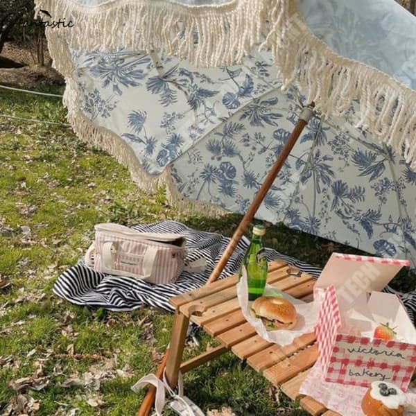TD® Outdoor Beach Tassel Paraply med solskydd och vattenavvisande Seaside Wavy Leisure Garden Paraply