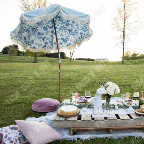 TD® Outdoor Beach Tassel Paraply med solskydd och vattenavvisande Seaside Wavy Leisure Garden Paraply