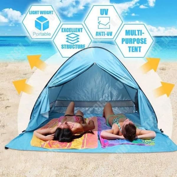 TD® Automatic Beach Tent Seaside Solskyddstält Omklädningsstrandtält med gardin