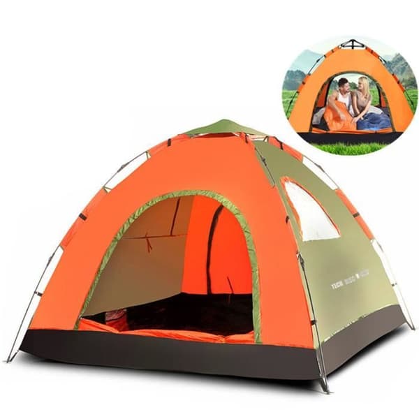 TD® hydraulisk automatisk multifunktionell camping utomhustält/ kolfiber och polyester/ 3 till 4 personer