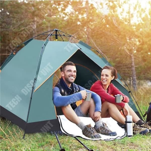 TD® campingtält med helautomatiska glasfiberstolpar strandtält med solskydd och ventilation