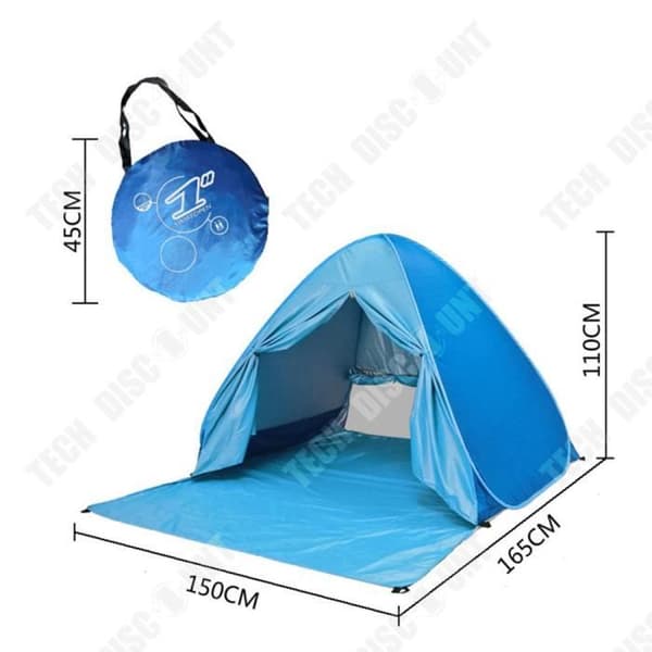 TD® Utomhus strandtält 200×165×130CM Solskyddande beläggning Med dörrgardin Soltält för strandkante