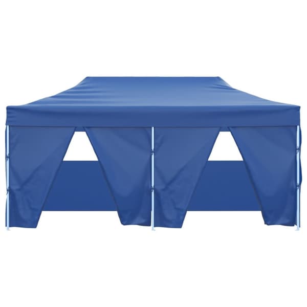 Hopfällbart partytält med 4 sidoväggar 3x6 m stål blå