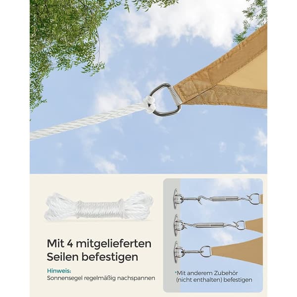 Zonnezeil - 2 × 3 m - suorakulmainen - hiekkainen keltainen