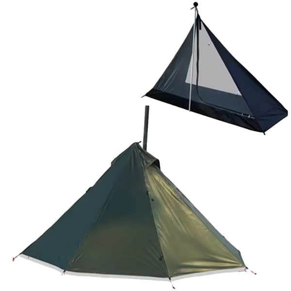 Camping Vandtæt Telt, Rummelig Design, Brandsikker Skorsten Vinduet,grøn