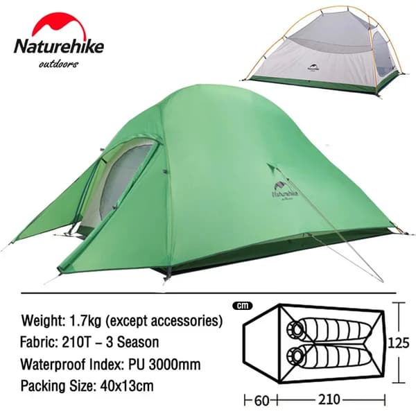Naturehike Tält, Ultralätt Design, Hög Vattentålighet,Cloud2 - Grön