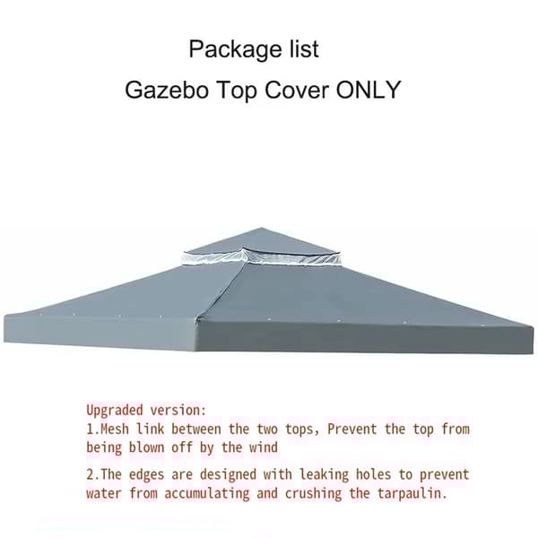 Gazebo-katon suojus, vedenpitävä suoja, helppo asennus,3m * 3m, uusi Tupla Harmaa