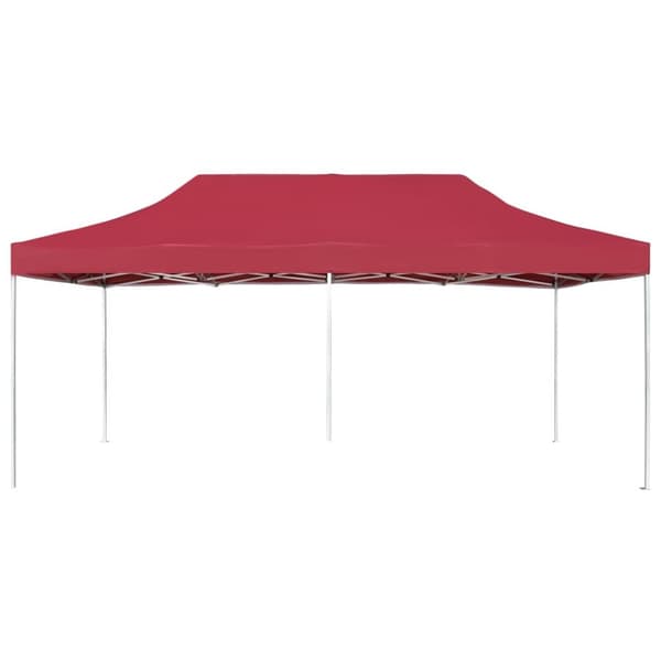 Hopfällbart partytält aluminium 6x3 m vinröd