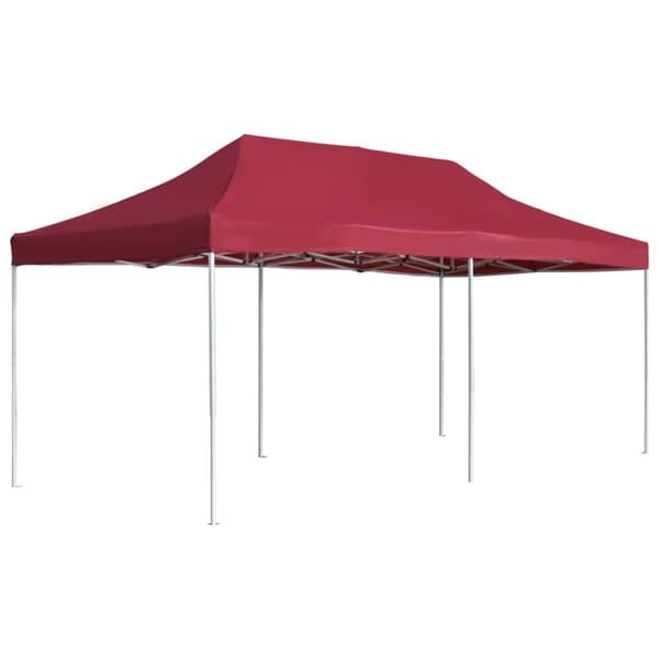 Hopfällbart partytält aluminium 6x3 m vinröd