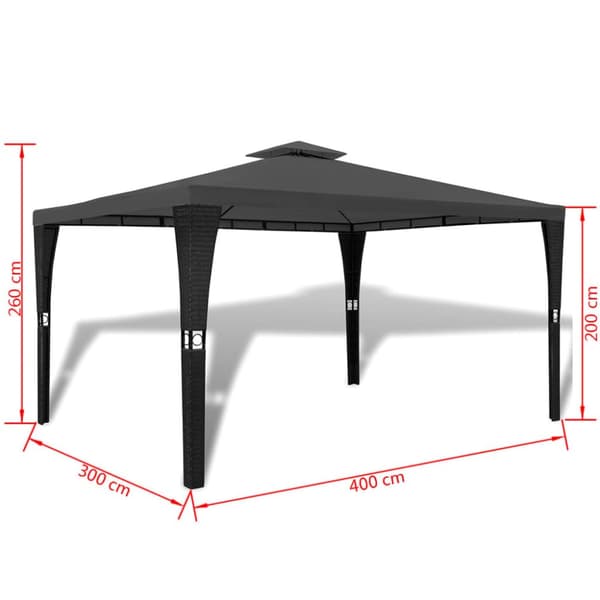 Paviljong med tak 3x4 m mörkgrå