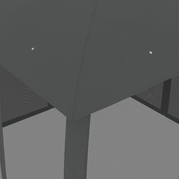 Paviljong med dubbelt tak & nätväggar antracit 2,93x2,93 m stål