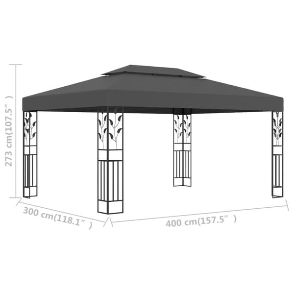 Paviljong med dubbeltak 3x4m antracit