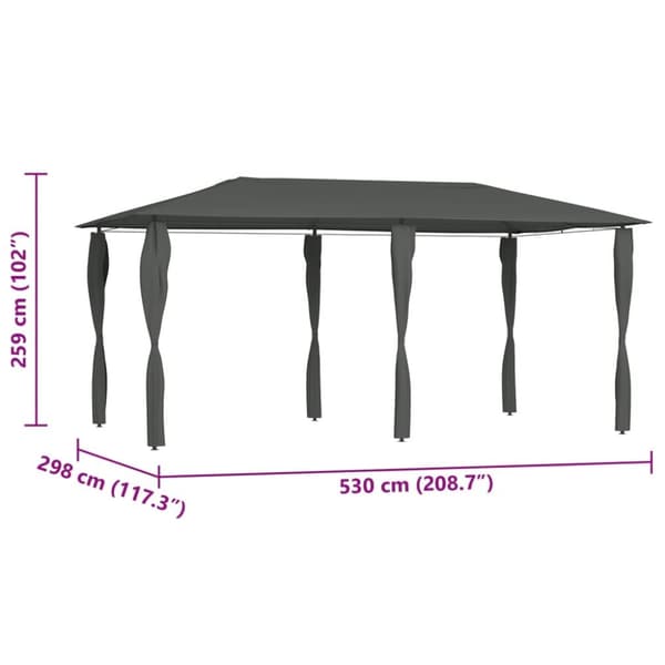 Paviljong med stolpar 2,98x5,3x2,59 m antracit 160 g/m²