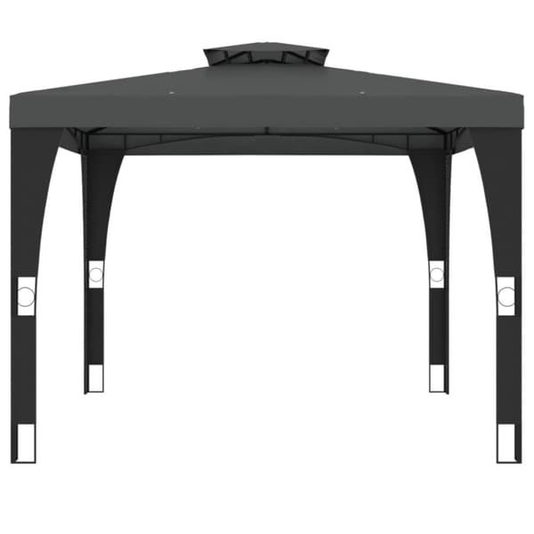Paviljong med dubbelt tak antracit 2,98x2,98 m stål