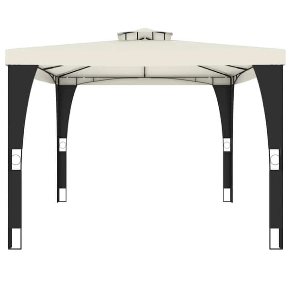 Paviljong med dubbelt tak gräddvit 3,98x2,98 m stål