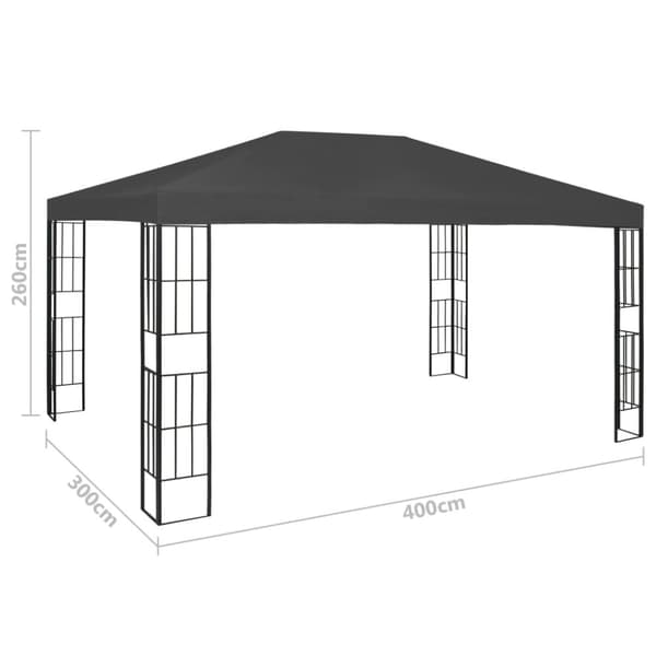 Paviljong med ljusslinga LED 3x4 m antracit
