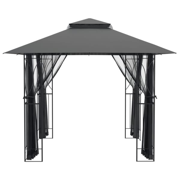 Paviljong med sidoväggar antracit 300x300x270 cm stål