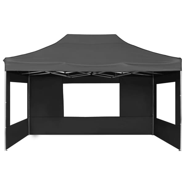 Hopfällbart partytält med väggar aluminium 4,5x3 m antracit