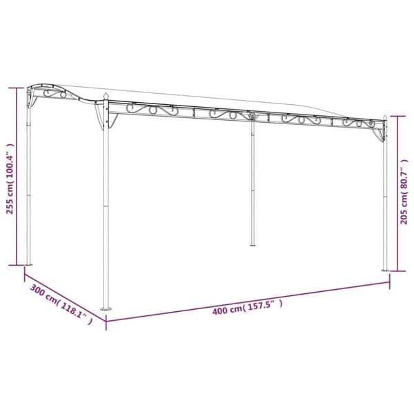 Paviljong taupe 4x3 m 180 g/m² tyg och stål
