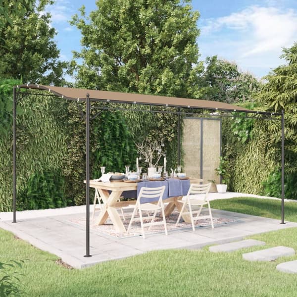 Paviljong taupe 4x3 m 180 g/m² tyg och stål