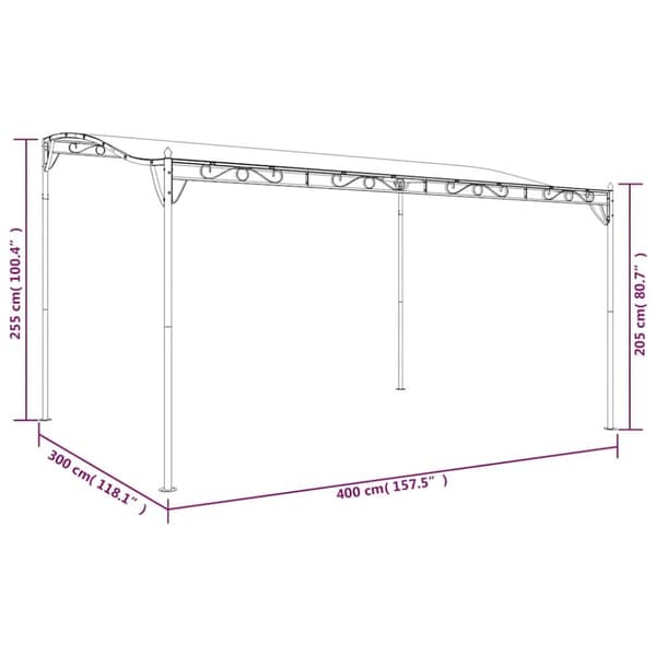 Paviljong gräddvit 4x3 m 180 g/m² tyg och stål