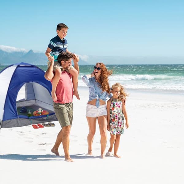 Relaxdays Pop-up campingtält för 3 personer vattentålig tält för vandring festival utomhus HxlxB: 135x200x200 cm, blå