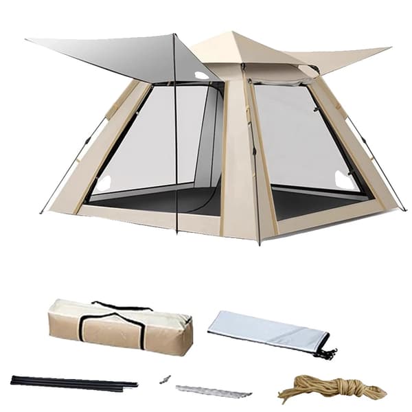 Camping telt, hurtig automatisk åbning, UV-resistent,Beige