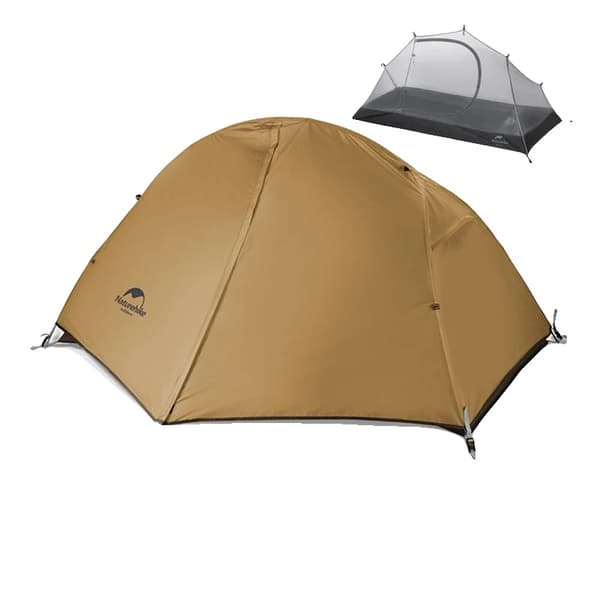Ultralight Backpacking Telt, Vandtæt 4000mm, Rummeligt 205x156cm,1P - 20D - Brun