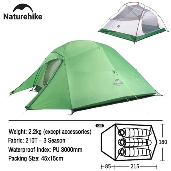 Campingtält, Lättviktigt, Vattentåligt,Moln3 Grön