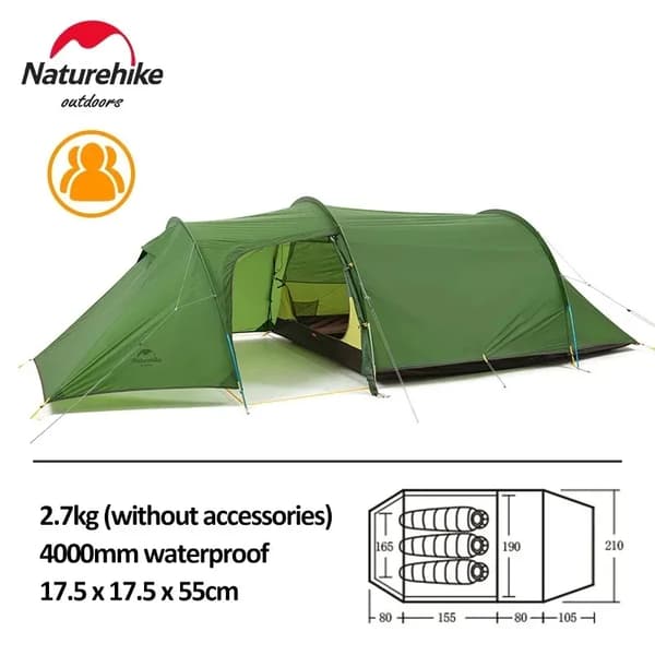 Campingtält, Lättvikt för 3-4 personer, 20D Nylonmaterial,3 Personer - 20D