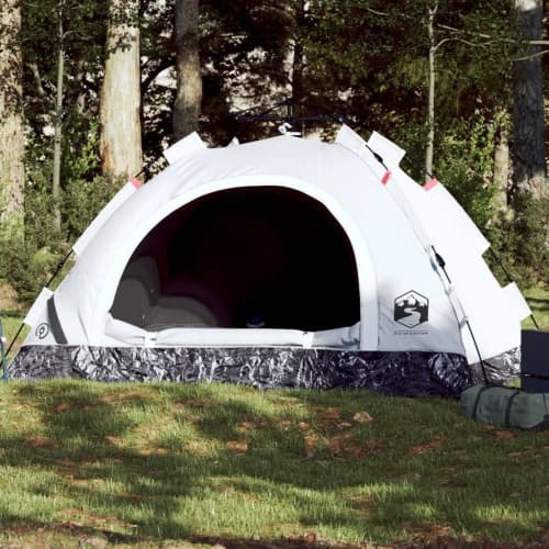 Campingtält 2 personer vit mörkläggningstyg snabbrest